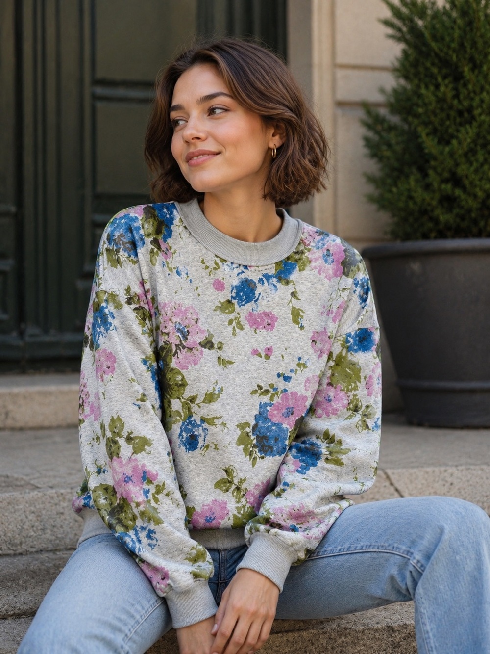 Very J Floral Pullover Sweatshirt - NWT